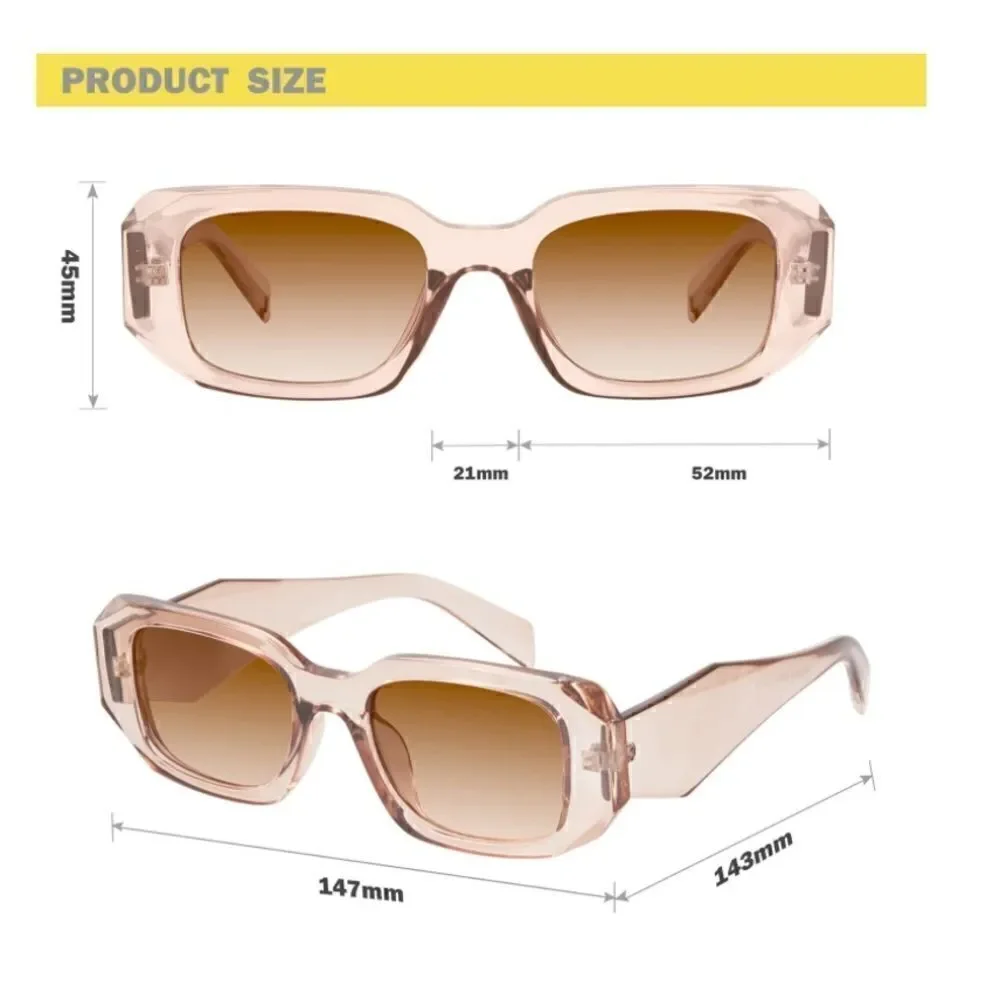 Trendy rectangle triangle Sunglasses translucent brown